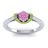 Pink Tourmaline Fashion Ring In 14k White Gold With Peridot And Diamond – Pupsagiri Dainty Ring