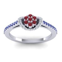 Ruby Fashion Ring In 14k White Gold With Lab Diamond And Blue Sapphire – Pupsagiri Dainty Ring