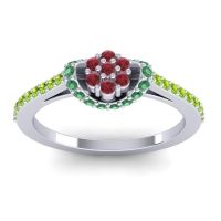 Ruby Fashion Ring In 14k White Gold With Emerald And Peridot – Pupsagiri Dainty Ring