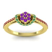Amethyst Fashion Ring In 18k Yellow Gold With Emerald And Ruby – Pupsagiri Dainty Ring