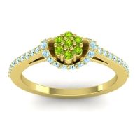 Peridot Fashion Ring In 18k Yellow Gold With Aquamarine – Pupsagiri Dainty Ring