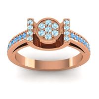 Aquamarine Fashion Ring In 18K Rose Gold With Swiss Blue Topaz – Inodaya Statement Ring