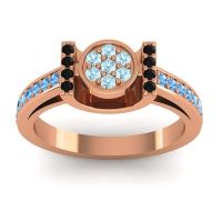 Aquamarine Fashion Ring In 18K Rose Gold With Black Onyx And Swiss Blue Topaz – Inodaya Statement Ring