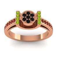 Black Onyx Fashion Ring In 18K Rose Gold With Peridot And Garnet – Inodaya Statement Ring
