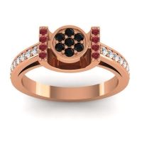Black Onyx Fashion Ring In 18K Rose Gold With Ruby And Diamond – Inodaya Statement Ring