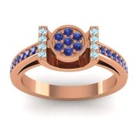 Blue Sapphire Fashion Ring In 18K Rose Gold With Aquamarine – Inodaya Statement Ring