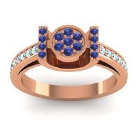 Blue Sapphire Fashion Ring In 18K Rose Gold With Aquamarine – Inodaya Statement Ring