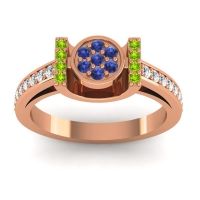 Blue Sapphire Fashion Ring In 18K Rose Gold With Peridot And Lab Diamond – Inodaya Statement Ring