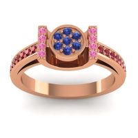 Blue Sapphire Fashion Ring In 18K Rose Gold With Pink Tourmaline And Ruby – Inodaya Statement Ring