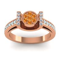 Citrine Fashion Ring In 18K Rose Gold With Lab Diamond And Aquamarine – Inodaya Statement Ring