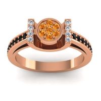 Citrine Fashion Ring In 18K Rose Gold With Lab Diamond And Black Onyx – Inodaya Statement Ring