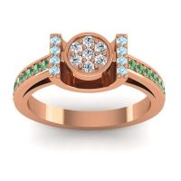 Diamond Fashion Ring In 14K Rose Gold With Aquamarine And Emerald – Inodaya Statement Ring