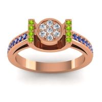 Lab Diamond Fashion Ring In 18K Rose Gold With Peridot And Blue Sapphire – Inodaya Statement Ring