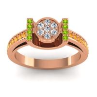 Lab Diamond Fashion Ring In 18K Rose Gold With Peridot And Citrine – Inodaya Statement Ring