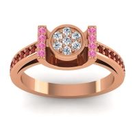 Diamond Fashion Ring In 18K Rose Gold With Pink Tourmaline And Garnet – Inodaya Statement Ring