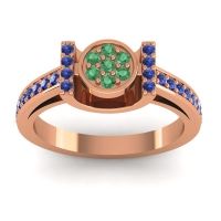 Emerald Fashion Ring In 14K Rose Gold With Blue Sapphire – Inodaya Statement Ring