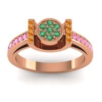 Emerald Fashion Ring In 14K Rose Gold With Citrine And Pink Tourmaline – Inodaya Statement Ring