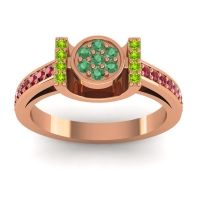 Emerald Fashion Ring In 14K Rose Gold With Peridot And Ruby – Inodaya Statement Ring