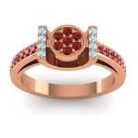Garnet Fashion Ring In 18K Rose Gold With Aquamarine And Ruby – Inodaya Statement Ring