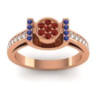Garnet Fashion Ring In 18K Rose Gold With Blue Sapphire And Lab Diamond – Inodaya Statement Ring