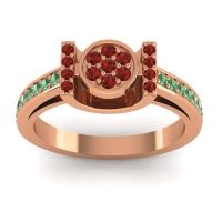 Garnet Fashion Ring In 14K Rose Gold With Emerald – Inodaya Statement Ring