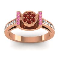 Garnet Fashion Ring In 18K Rose Gold With Pink Tourmaline And Diamond – Inodaya Statement Ring