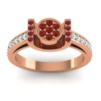 Garnet Fashion Ring In 18K Rose Gold With Ruby And Aquamarine – Inodaya Statement Ring