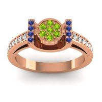 Peridot Fashion Ring In 18K Rose Gold With Blue Sapphire And Diamond – Inodaya Statement Ring