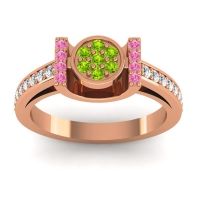 Peridot Fashion Ring In 18K Rose Gold With Pink Tourmaline And Diamond – Inodaya Statement Ring