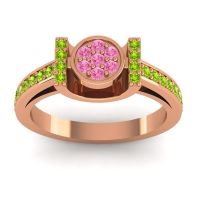 Pink Tourmaline Fashion Ring In 18K Rose Gold With Peridot – Inodaya Statement Ring