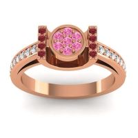 Pink Tourmaline Fashion Ring In 18K Rose Gold With Ruby And Diamond – Inodaya Statement Ring