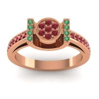 Ruby Fashion Ring In 18K Rose Gold With Emerald – Inodaya Statement Ring