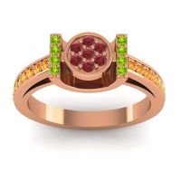 Ruby Fashion Ring In 18K Rose Gold With Peridot And Citrine – Inodaya Statement Ring