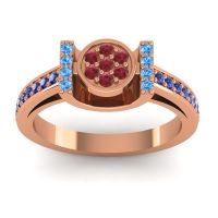 Ruby Fashion Ring In 18K Rose Gold With Swiss Blue Topaz And Blue Sapphire – Inodaya Statement Ring