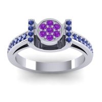 Amethyst Fashion Ring In Palladium With Blue Sapphire – Inodaya Statement Ring