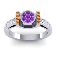 Amethyst Fashion Ring In Palladium With Citrine And Diamond – Inodaya Statement Ring
