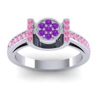 Amethyst Fashion Ring In Palladium With Pink Tourmaline – Inodaya Statement Ring