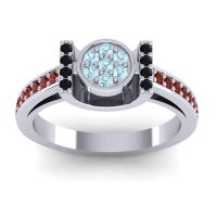 Aquamarine Fashion Ring In Platinum With Black Onyx And Garnet – Inodaya Statement Ring