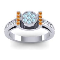 Aquamarine Fashion Ring In Palladium With Citrine And Diamond – Inodaya Statement Ring