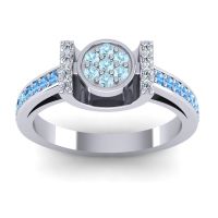 Aquamarine Fashion Ring In Platinum With Lab Diamond And Swiss Blue Topaz – Inodaya Statement Ring