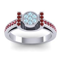 Aquamarine Fashion Ring In Palladium With Garnet And Ruby – Inodaya Statement Ring