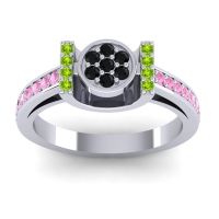 Black Onyx Fashion Ring In Platinum With Peridot And Pink Tourmaline – Inodaya Statement Ring