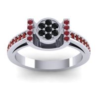 Black Onyx Fashion Ring In Palladium With Ruby And Garnet – Inodaya Statement Ring