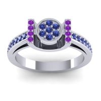 Blue Sapphire Fashion Ring In Palladium With Amethyst – Inodaya Statement Ring