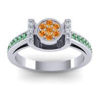 Citrine Fashion Ring In Palladium With Lab Diamond And Emerald – Inodaya Statement Ring