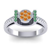 Citrine Fashion Ring In Palladium With Emerald And Lab Diamond – Inodaya Statement Ring