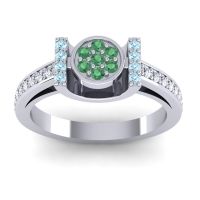 Emerald Fashion Ring In Palladium With Aquamarine And Lab Diamond – Inodaya Statement Ring