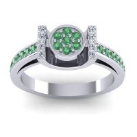Emerald Fashion Ring In Palladium With Lab Diamond – Inodaya Statement Ring