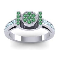 Emerald Fashion Ring In Platinum With Aquamarine – Inodaya Statement Ring