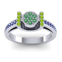 Emerald Fashion Ring In Platinum With Peridot And Blue Sapphire – Inodaya Statement Ring